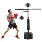 Soozier Punching Bag with Stand Heavy Duty Boxing Set Sports Black 34.75 InchL x 19.75 InchW x 63 Inch-90.5 InchH PU - Image 11