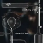 Soozier Punching Bag with Stand Heavy Duty Boxing Set Sports Black 34.75 InchL x 19.75 InchW x 63 Inch-90.5 InchH PU - Image 5