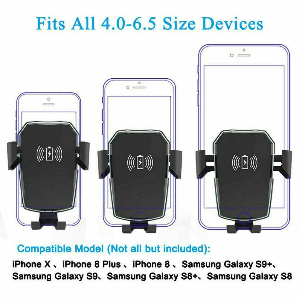 Qi Wireless Fast Charging Car Phone Mount and Charger 2 in 1