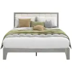 HOMCOM Queen Bed Frame with Headboard Queen Platform Bed Frame with Wooden Slats No Box Spring Needed Easy Assembly Gray - Image 11