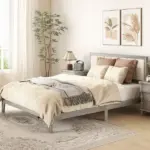 HOMCOM Queen Bed Frame with Headboard Queen Platform Bed Frame with Wooden Slats No Box Spring Needed Easy Assembly Gray - Image 10