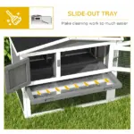 Rabbit Cage Outdoor, 2 Levels Bunny Hutch Outdoor Rabbit Pen w Slide Out Tray Detachable Run Small Animal House Light Grey - Image 6