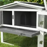 Rabbit Cage Outdoor, 2 Levels Bunny Hutch Outdoor Rabbit Pen w Slide Out Tray Detachable Run Small Animal House Light Grey - Image 8