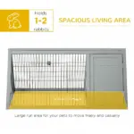 Rabbit Cage Outdoor, Wooden Rabbit Hutch 46x24 Outdoor Small Animal House with Run Ventilating Wire Gray - Image 4