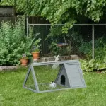 Rabbit Cage Outdoor, Wooden Rabbit Hutch 46x24 Outdoor Small Animal House with Run Ventilating Wire Gray - Image 8