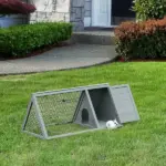Rabbit Cage Outdoor, Wooden Rabbit Hutch 46x24 Outdoor Small Animal House with Run Ventilating Wire Gray - Image 10