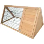 PawHut Rabbit Cage Wooden A-Frame 46x24 Outdoor Small Animal Hutch with Run Ventilating Wire Yellow - Image 11