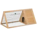 PawHut Rabbit Cage Wooden A-Frame 46x24 Outdoor Small Animal Hutch with Run Ventilating Wire Yellow