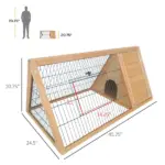 PawHut Rabbit Cage Wooden A-Frame 46x24 Outdoor Small Animal Hutch with Run Ventilating Wire Yellow - Image 3
