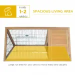 PawHut Rabbit Cage Wooden A-Frame 46x24 Outdoor Small Animal Hutch with Run Ventilating Wire Yellow - Image 4
