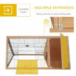 PawHut Rabbit Cage Wooden A-Frame 46x24 Outdoor Small Animal Hutch with Run Ventilating Wire Yellow - Image 5