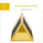 PawHut Rabbit Cage Wooden A-Frame 46x24 Outdoor Small Animal Hutch with Run Ventilating Wire Yellow - Image 6