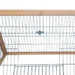 PawHut Rabbit Cage Wooden A-Frame 46x24 Outdoor Small Animal Hutch with Run Ventilating Wire Yellow - Image 7