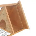 PawHut Rabbit Cage Wooden A-Frame 46x24 Outdoor Small Animal Hutch with Run Ventilating Wire Yellow - Image 8