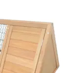 PawHut Rabbit Cage Wooden A-Frame 46x24 Outdoor Small Animal Hutch with Run Ventilating Wire Yellow - Image 9