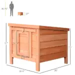 PawHut Rabbit House Small Wooden Hutch Cage Openable Waterproof Roof Bunny Guinea Pig Indoor Outdoor Natural - Image 3