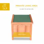 PawHut Rabbit House Small Wooden Hutch Cage Openable Waterproof Roof Bunny Guinea Pig Indoor Outdoor Natural - Image 4
