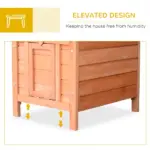 PawHut Rabbit House Small Wooden Hutch Cage Openable Waterproof Roof Bunny Guinea Pig Indoor Outdoor Natural - Image 5