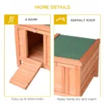 PawHut Rabbit House Small Wooden Hutch Cage Openable Waterproof Roof Bunny Guinea Pig Indoor Outdoor Natural - Image 6