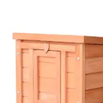 PawHut Rabbit House Small Wooden Hutch Cage Openable Waterproof Roof Bunny Guinea Pig Indoor Outdoor Natural - Image 9