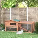 Rabbit Hutch 62 Outdoor Small Animal House with Run Elevated Main House Natural Wood - Image 2