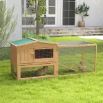 Rabbit Hutch 62 Outdoor Small Animal House with Run Elevated Main House Natural Wood - Image 15
