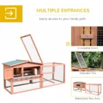 Rabbit Hutch 62 Outdoor Small Animal House with Run Elevated Main House Natural Wood - Image 4