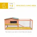 Rabbit Hutch 62 Outdoor Small Animal House with Run Elevated Main House Natural Wood - Image 5