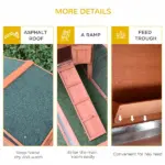Rabbit Hutch 62 Outdoor Small Animal House with Run Elevated Main House Natural Wood - Image 7