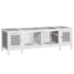Rabbit Hutch, Bunny Cage, Guinea Pig House with Pull-Out Tray, and Divided Board for Indoor, White - Image 11
