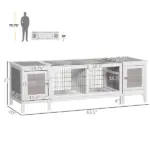 Rabbit Hutch, Bunny Cage, Guinea Pig House with Pull-Out Tray, and Divided Board for Indoor, White - Image 3
