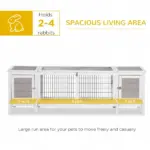 Rabbit Hutch, Bunny Cage, Guinea Pig House with Pull-Out Tray, and Divided Board for Indoor, White - Image 4