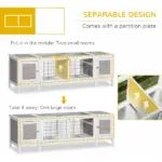 Rabbit Hutch, Bunny Cage, Guinea Pig House with Pull-Out Tray, and Divided Board for Indoor, White - Image 6