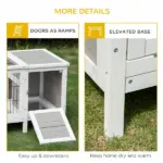 Rabbit Hutch, Bunny Cage, Guinea Pig House with Pull-Out Tray, and Divided Board for Indoor, White - Image 8