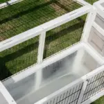 Rabbit Hutch, Bunny Cage, Guinea Pig House with Pull-Out Tray, and Divided Board for Indoor, White - Image 9