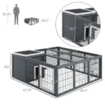 Rabbit Hutch Bunny Cage with Openable Main House, Indoor Outdoor Waterproof Rabbit House for Small Animals, Gray - Image 3