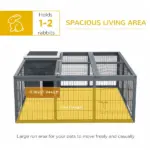 Rabbit Hutch Bunny Cage with Openable Main House, Indoor Outdoor Waterproof Rabbit House for Small Animals, Gray - Image 4
