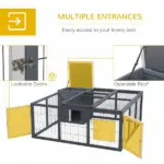 Rabbit Hutch Bunny Cage with Openable Main House, Indoor Outdoor Waterproof Rabbit House for Small Animals, Gray - Image 5