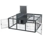 Rabbit Hutch Bunny Cage with Openable Main House, Indoor Outdoor Waterproof Rabbit House for Small Animals, Gray - Image 7