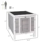PawHut Rabbit Pen, Outdoor Wooden Rabbit Hutch Bunny Guinea Pig Cage with Waterproof Roof Gray - Image 3