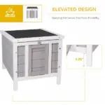 PawHut Rabbit Pen, Outdoor Wooden Rabbit Hutch Bunny Guinea Pig Cage with Waterproof Roof Gray - Image 5