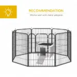 PawHut Rabbit Pen, Outdoor Wooden Rabbit Hutch Bunny Guinea Pig Cage with Waterproof Roof Gray - Image 7