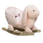 Rabbit Rocking Horse, Soft Plush Fabric and Wooden Base, Sound Feature, Cozy Ride-On Toy for Toddlers, Pink