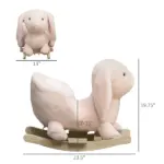 Rabbit Rocking Horse, Soft Plush Fabric and Wooden Base, Sound Feature, Cozy Ride-On Toy for Toddlers, Pink - Image 3