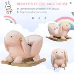 Rabbit Rocking Horse, Soft Plush Fabric and Wooden Base, Sound Feature, Cozy Ride-On Toy for Toddlers, Pink - Image 4