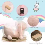 Rabbit Rocking Horse, Soft Plush Fabric and Wooden Base, Sound Feature, Cozy Ride-On Toy for Toddlers, Pink - Image 7