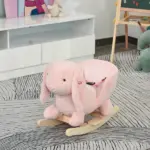 Rabbit Rocking Horse, Soft Plush Fabric and Wooden Base, Sound Feature, Cozy Ride-On Toy for Toddlers, Pink - Image 10