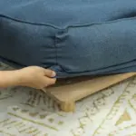 Raised Dog Couch with Comfortable Cushion, Pine Wood Legs, Foot Pads, for Large-Sized Dogs Indoor Use, Dark Blue - Image 8