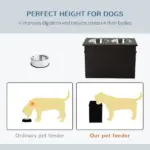 Raised Dog Feeding Station with 2 Stainless Steel Bowls Storage Large Pets Dark Brown - Image 6