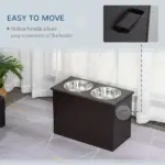 Raised Dog Feeding Station with 2 Stainless Steel Bowls Storage Large Pets Dark Brown - Image 7